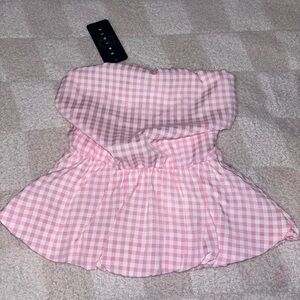 All Saints Pink Gingham Crop Top